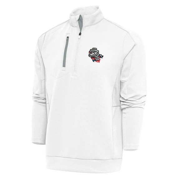 Men's Antigua White Rocket City Trash Pandas Generation Quarter-Zip Pullover Top