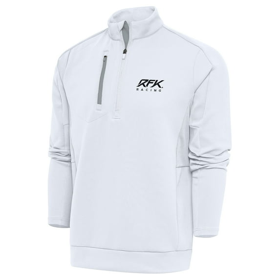 Men's Antigua White Roush Fenway Keselowski Racing Generation Quarter-Zip Pullover Top