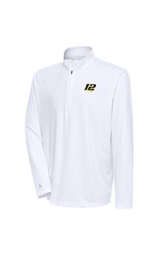 Men's Antigua White Ryan Blaney Tribute Quarter-Zip Pullover Top