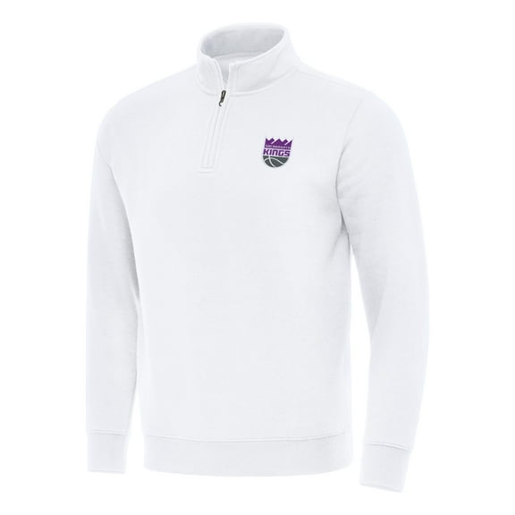 Men's Antigua  White Sacramento Kings Victory Quarter-Zip Mock Sweatshirt