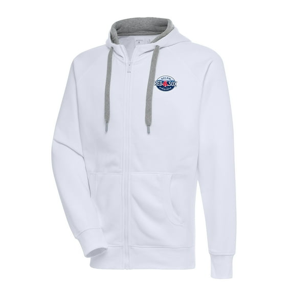 Men's Antigua White Salem Red Sox Victory Full-Zip Hoodie