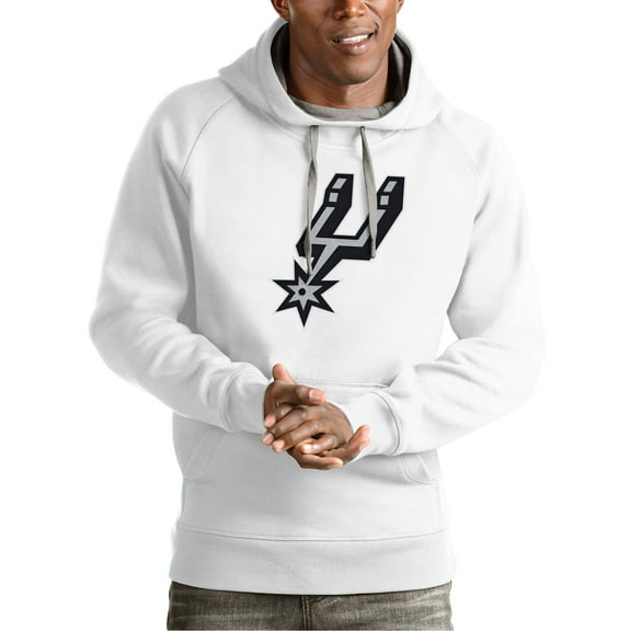Men's Antigua White San Antonio Spurs Team Logo Victory Pullover Hoodie