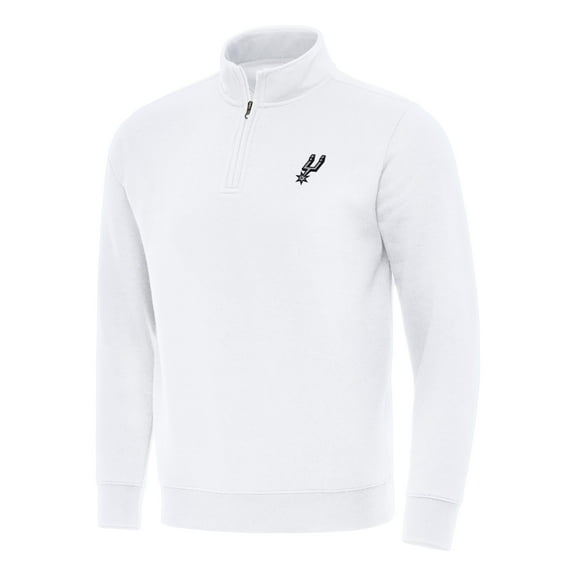 Men's Antigua  White San Antonio Spurs Victory Quarter-Zip Mock Sweatshirt