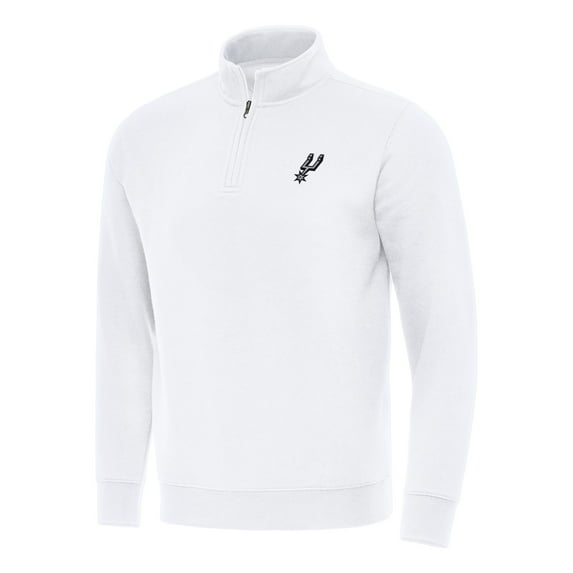 Men's Antigua White San Antonio Spurs Victory Quarter-Zip Mock Sweatshirt