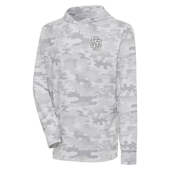 Men's Antigua White San Diego Padres Brushed Metallic Logo Sector Pullover Hoodie