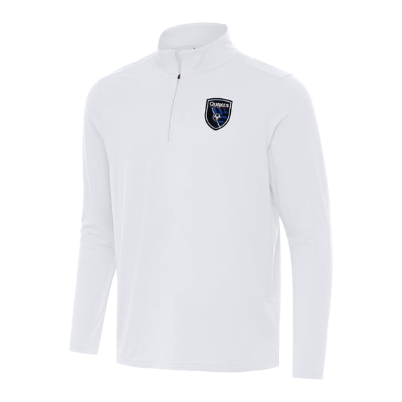 Men's Antigua White San Jose Earthquakes Intent Quarter-Zip Top