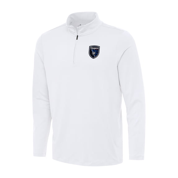 Men's Antigua White San Jose Earthquakes Reprocess Quarter-Zip Top
