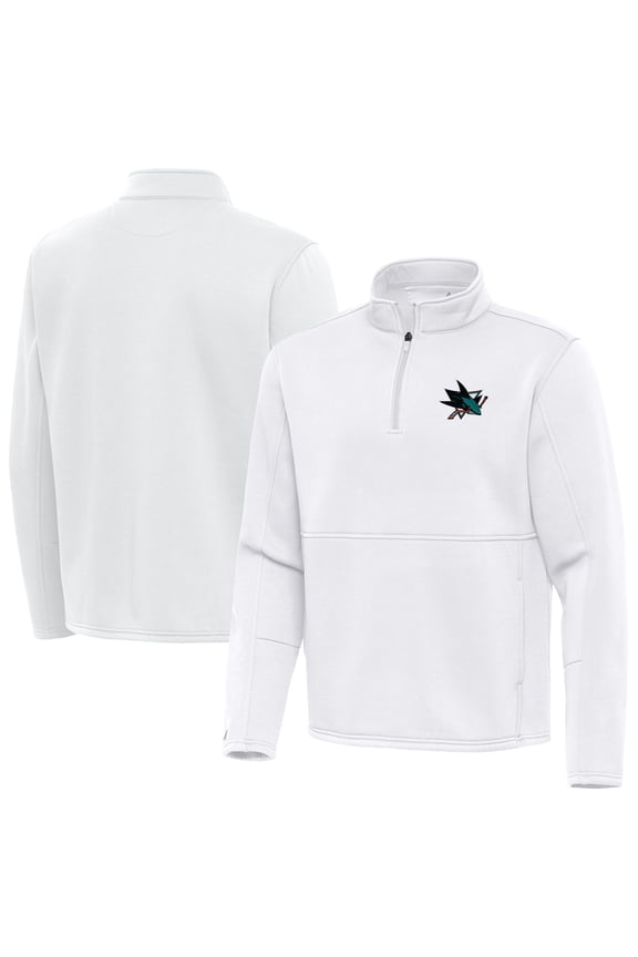 Men's Antigua White San Jose Sharks Twist Quarter-Zip Pullover Jacket