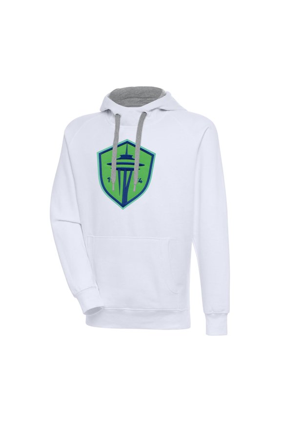 Men's Antigua White Seattle Sounders FC Victory Pullover Hoodie