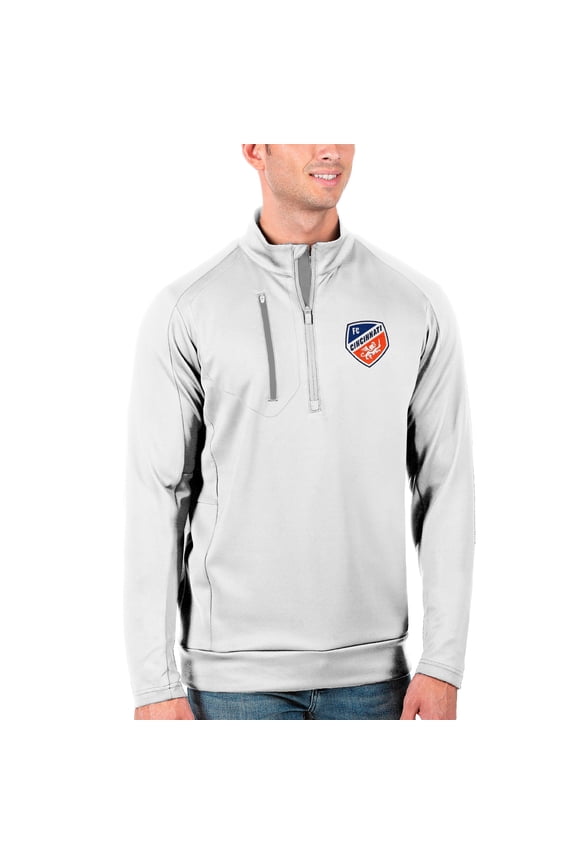 Men's Antigua White/Silver FC Cincinnati Generation Quarter-Zip Pullover Jacket