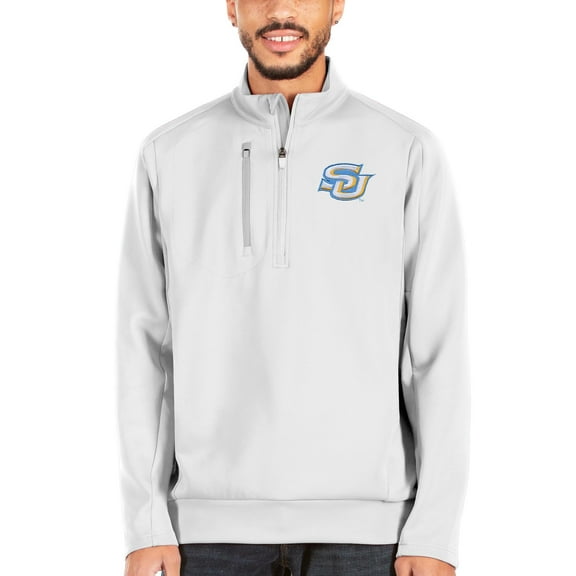 Men's Antigua White/Silver Southern University Jaguars Generation Quarter-Zip Pullover Jacket