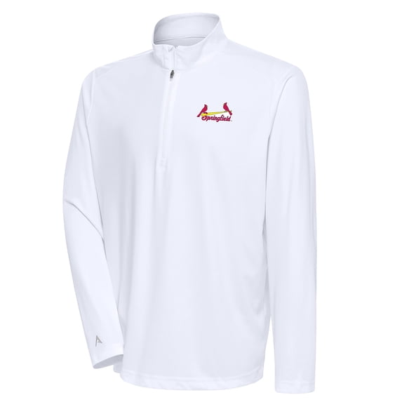 Men's Antigua White Springfield Cardinals Tribute Quarter-Zip Pullover Top