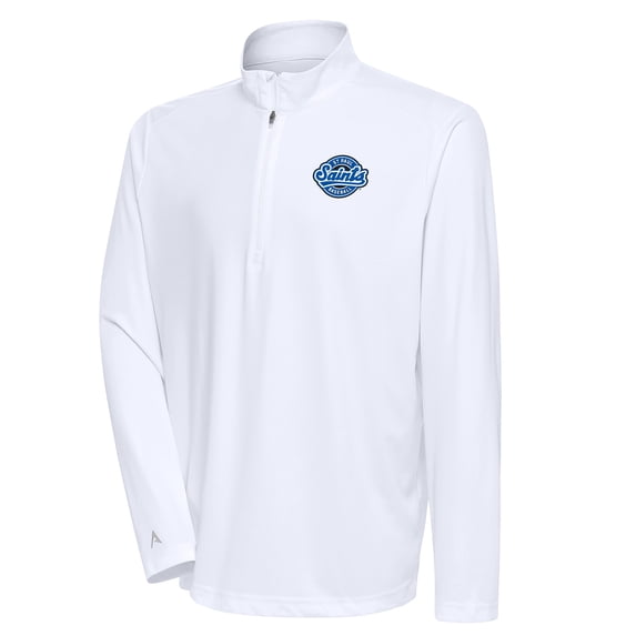 Men's Antigua White St. Paul Saints Tribute Quarter-Zip Pullover Top
