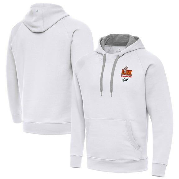 Men's Antigua White Super Bowl LIX Champions Victory Pullover Hoodie
