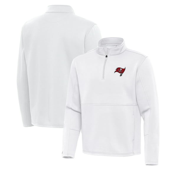 Men's Antigua White Tampa Bay Buccaneers Twist Quarter-Zip Pullover Jacket