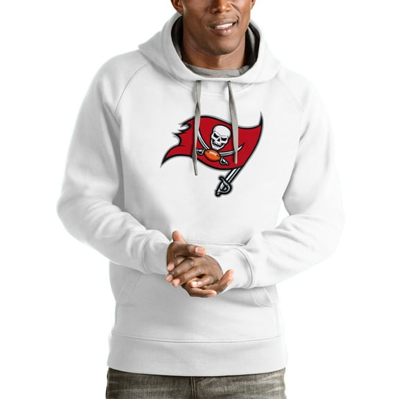 Men's Antigua White Tampa Bay Buccaneers Victory Pullover Hoodie
