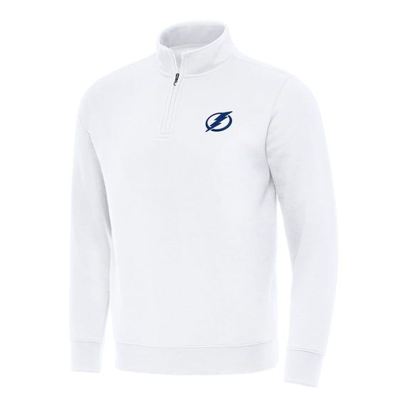 Men's Antigua White Tampa Bay Lightning Victory Quarter-Zip Mock Sweatshirt