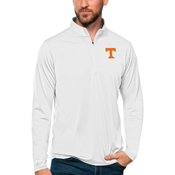 Men's Antigua White Tennessee Volunteers Tribute Quarter-Zip Top