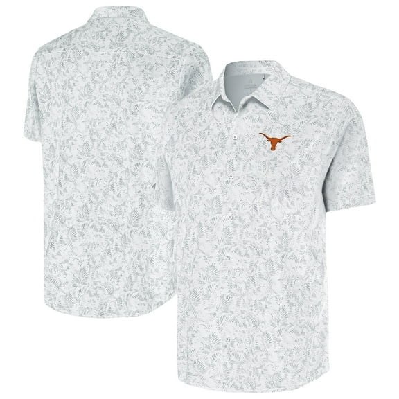 Men's Antigua White Texas Longhorns Lush Button-Up Shirt