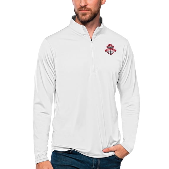Men's Antigua White Toronto FC Tribute Quarter-Zip Pullover Top