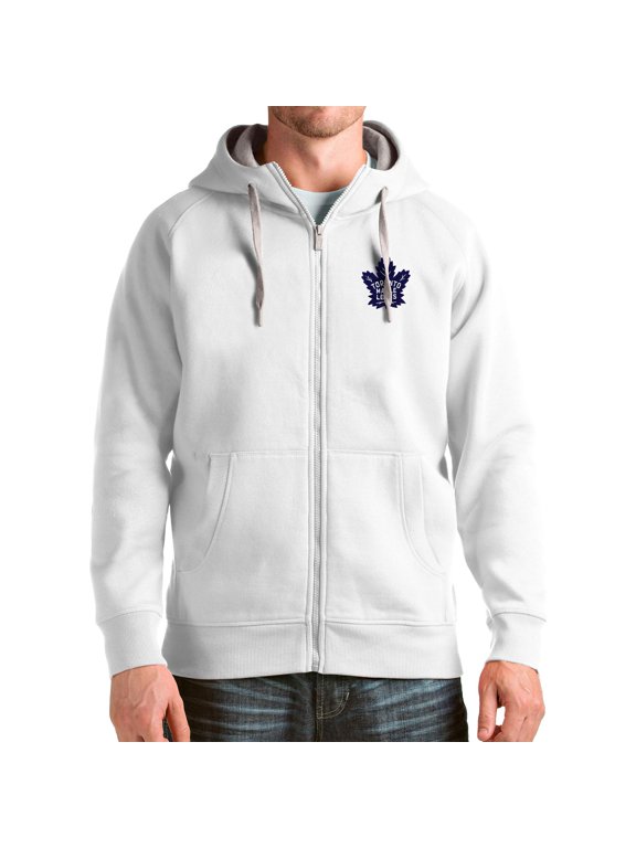 Men's Antigua White Toronto Maple Leafs Logo Victory Full-Zip Hoodie