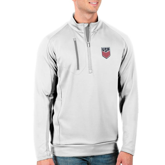 Men's Antigua White USMNT Generation Quarter-Zip Top