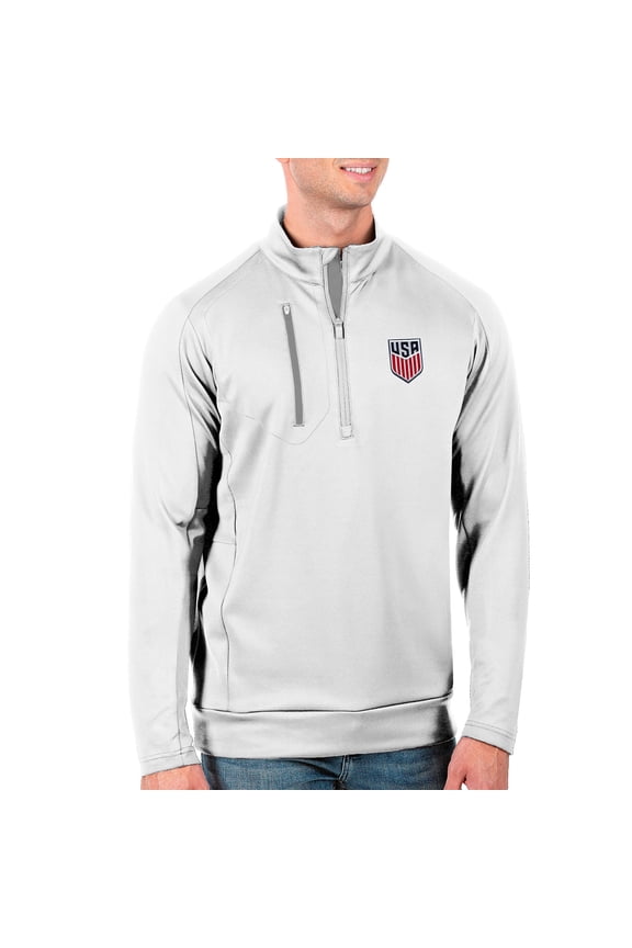 Men's Antigua White USMNT Generation Quarter-Zip Top