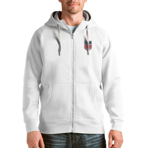 Men's Antigua White USMNT Victory Full-Zip Hoodie