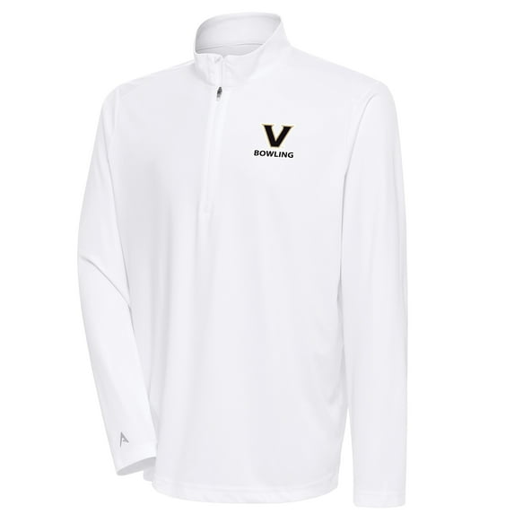 Men's Antigua White Vanderbilt Commodores Bowling Tribute Quarter-Zip Pullover Top