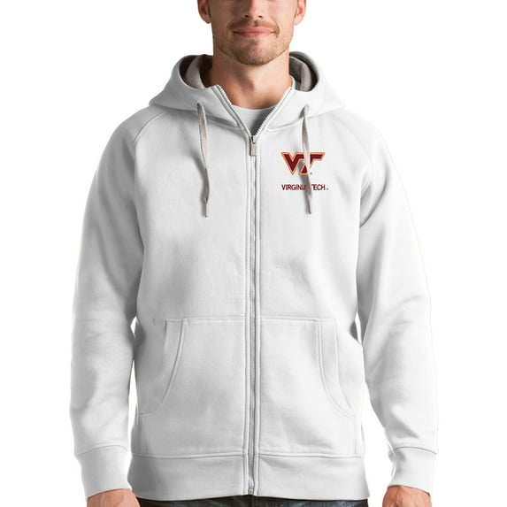 Men's Antigua White Virginia Tech Hokies Victory Full-Zip Hoodie