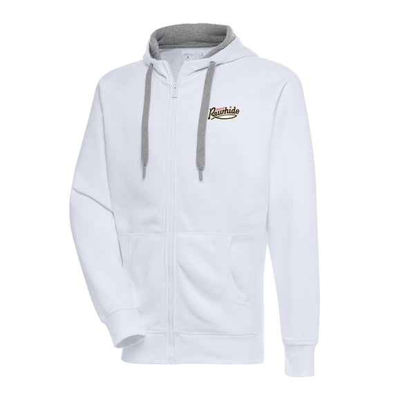 Men's Antigua White Visalia Rawhide Victory Full-Zip Hoodie