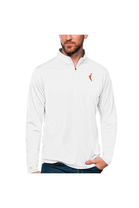 Men's Antigua White WNBA Logowoman Tribute Quarter-Zip Pullover Top