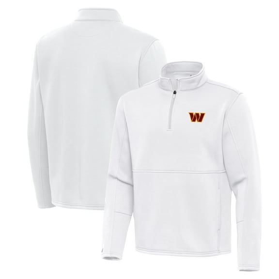 Men's Antigua White Washington Commanders Twist Quarter-Zip Pullover Jacket