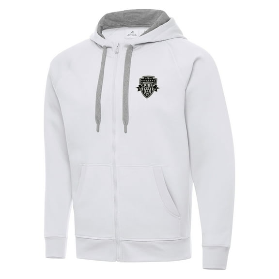 Men's Antigua White Washington Spirit Victory Full-Zip Hoodie