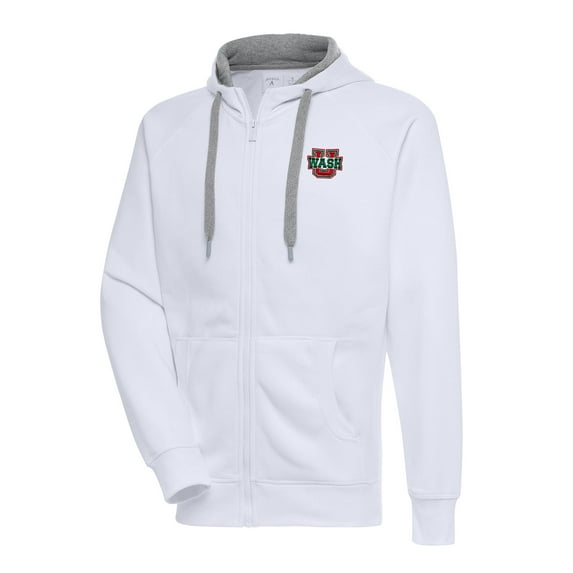 Men's Antigua White WashU Victory Full-Zip Hoodie