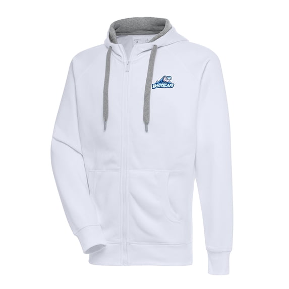 Men's Antigua White West Michigan Whitecaps Victory Full-Zip Hoodie