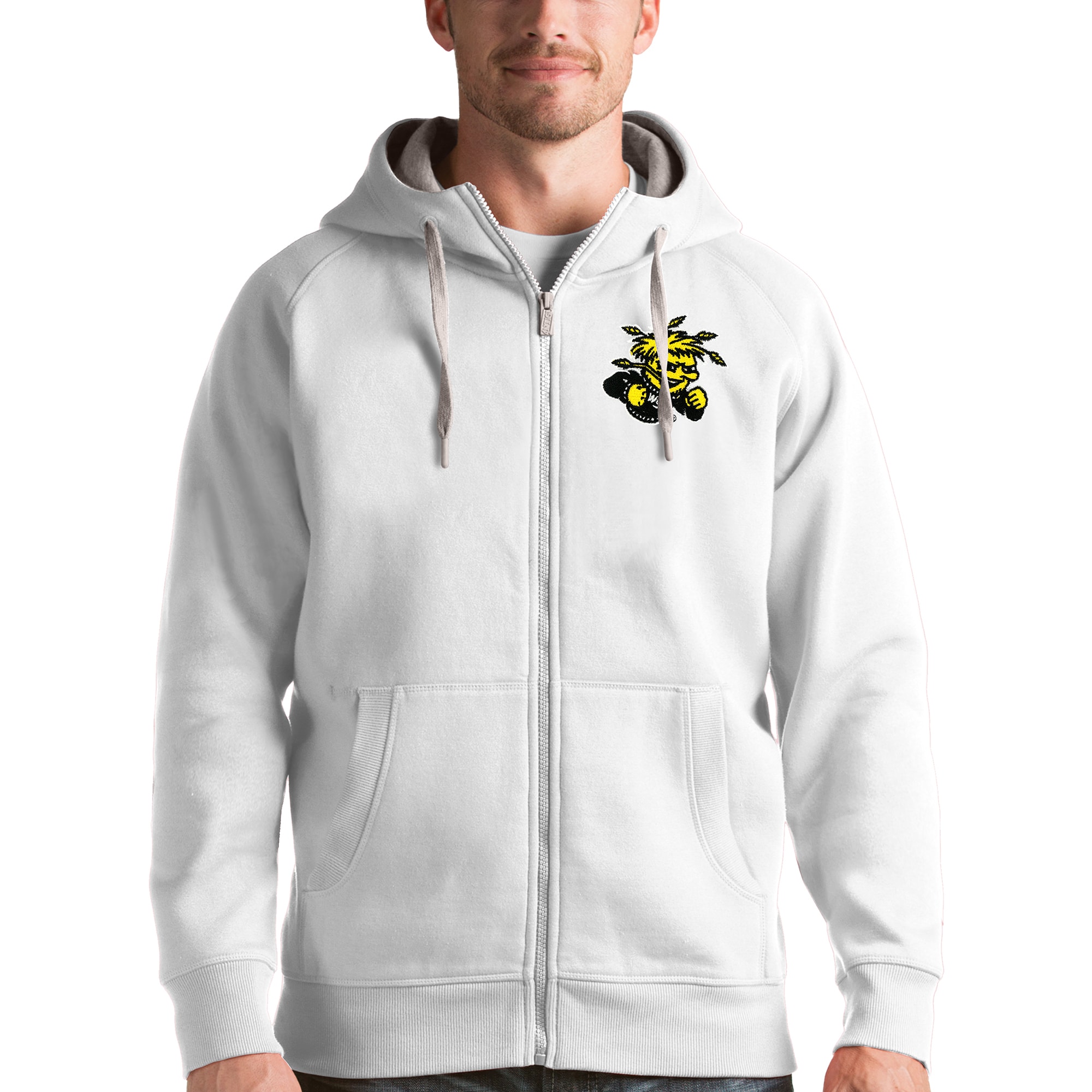 Men's Antigua White Wichita State Shockers Victory Full-Zip Hoodie