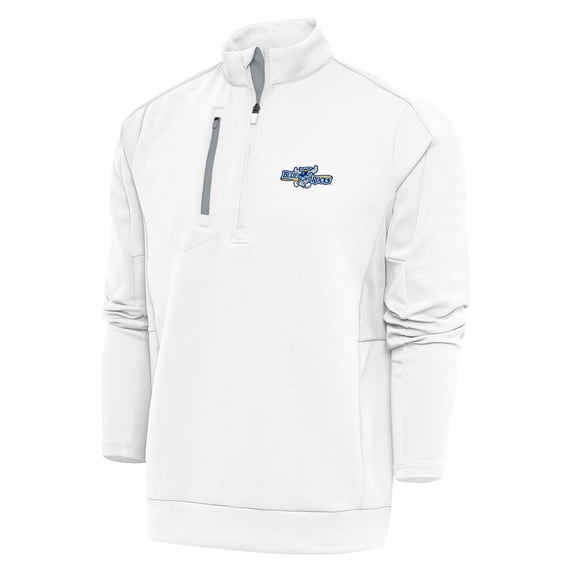 Men's Antigua White Wilmington Blue Rocks Generation Quarter-Zip Pullover Top
