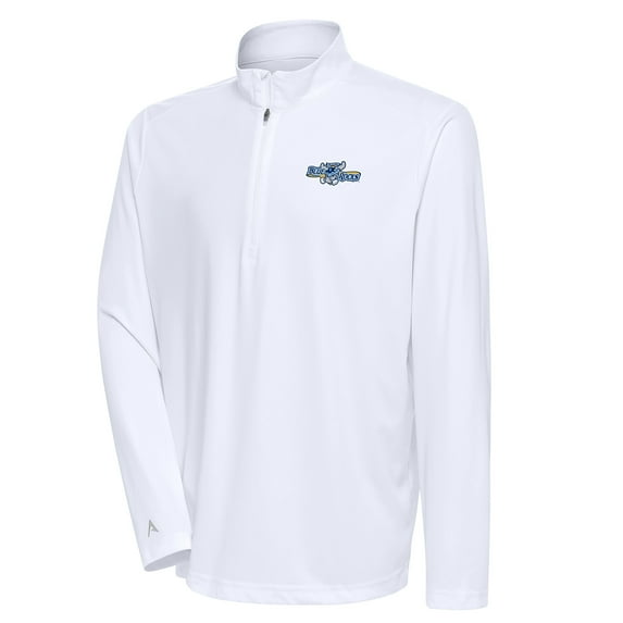 Men's Antigua White Wilmington Blue Rocks Tribute Quarter-Zip Pullover Top