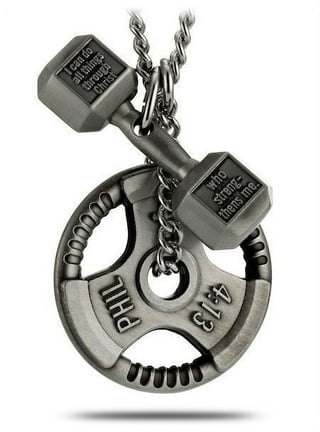 Shields of Strength Phil.4:13 Antique Finish Dumbbell Key Chain