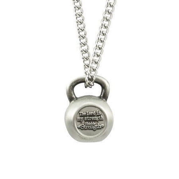 Men's Antique Finish Kettlebell Necklace-Psalm 28:7 by Shields of Strength