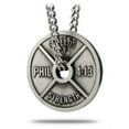thumbnail image 1 of Men's Antique Finish Weight Plate Necklace - Phil 4:13 by Shields of Strength, 1 of 4