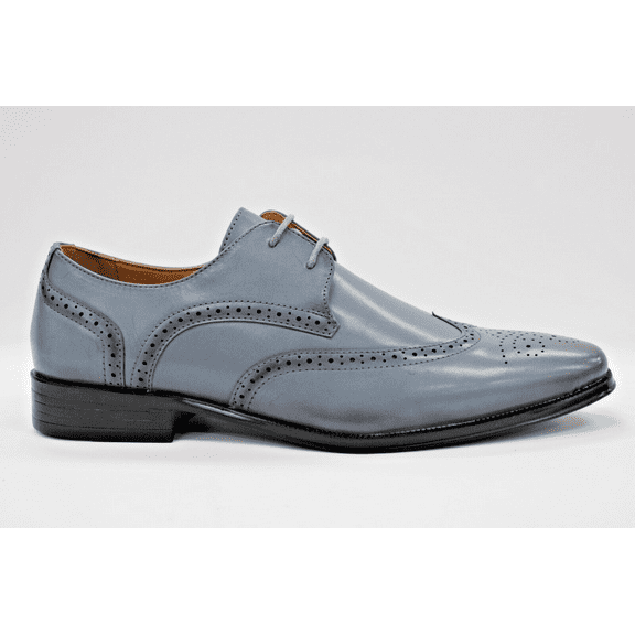 Men's Antonio Cerrelli Grey/Navy Faux Perforated Wingtip Laced Dress Shoes 7006