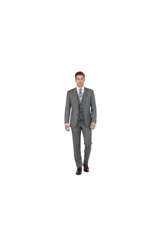 Men's Apollo King 3 piece Vested Business Suit Vested SL203 Gray Textured