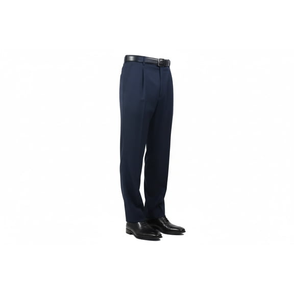Men's Apollo King Slacks Single Pleated Semi Wide Leg DM22 Navy Size 42