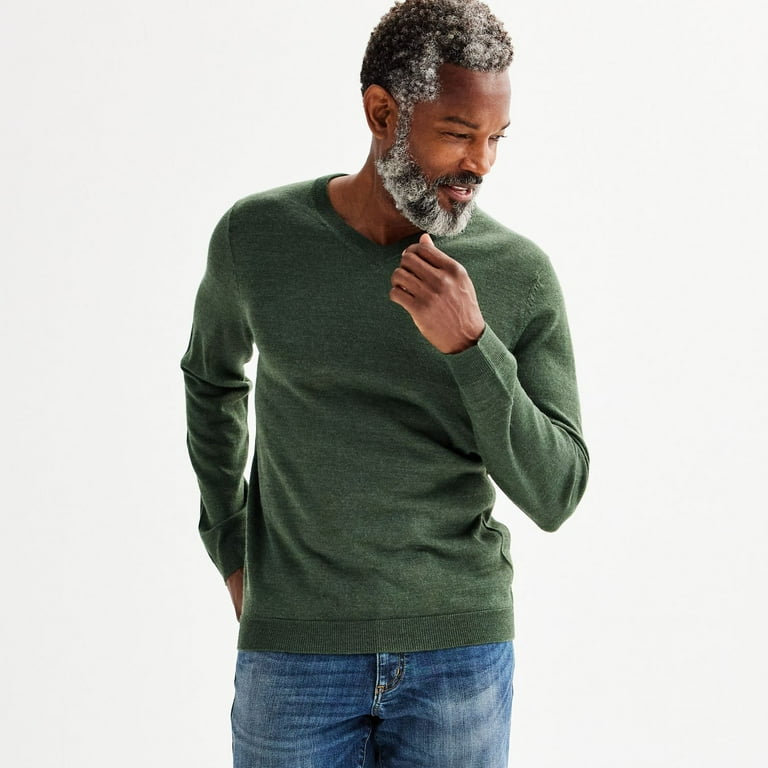 Men s Apt. 9 Merino Blend V Neck Sweater Color Olive Size M