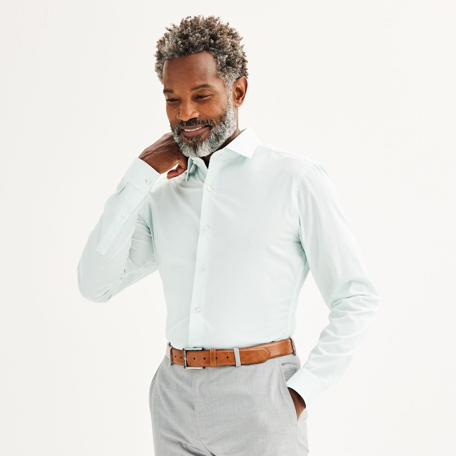 Men s Apt. 9 Premier Flex Extra Slim Fit Wrinkle Resistant Dress Shirt Color Textured Grid Size M 32 33 Walmart