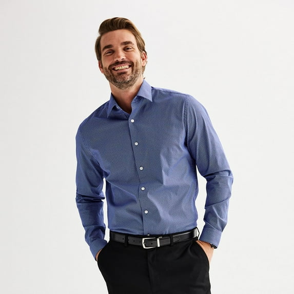 Men's Apt. 9® Premier Flex Regular-Fit Wrinkle Resistant Dress Shirt Color: Navy Geo Tile Size: L-36/37