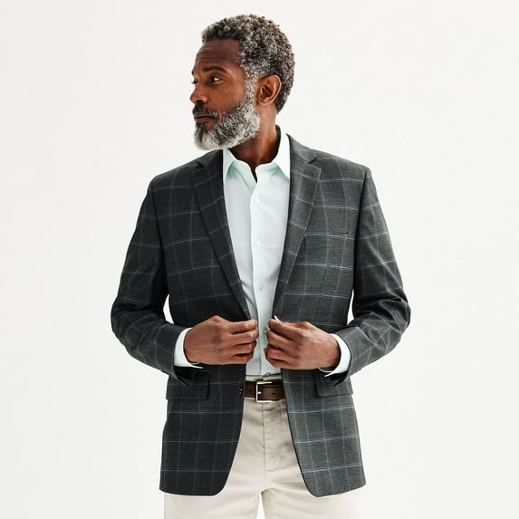 Men's Apt. 9® Premier Flex Slim-Fit Essential Sport Coat Color: Olive Plaid Size: 44 REG