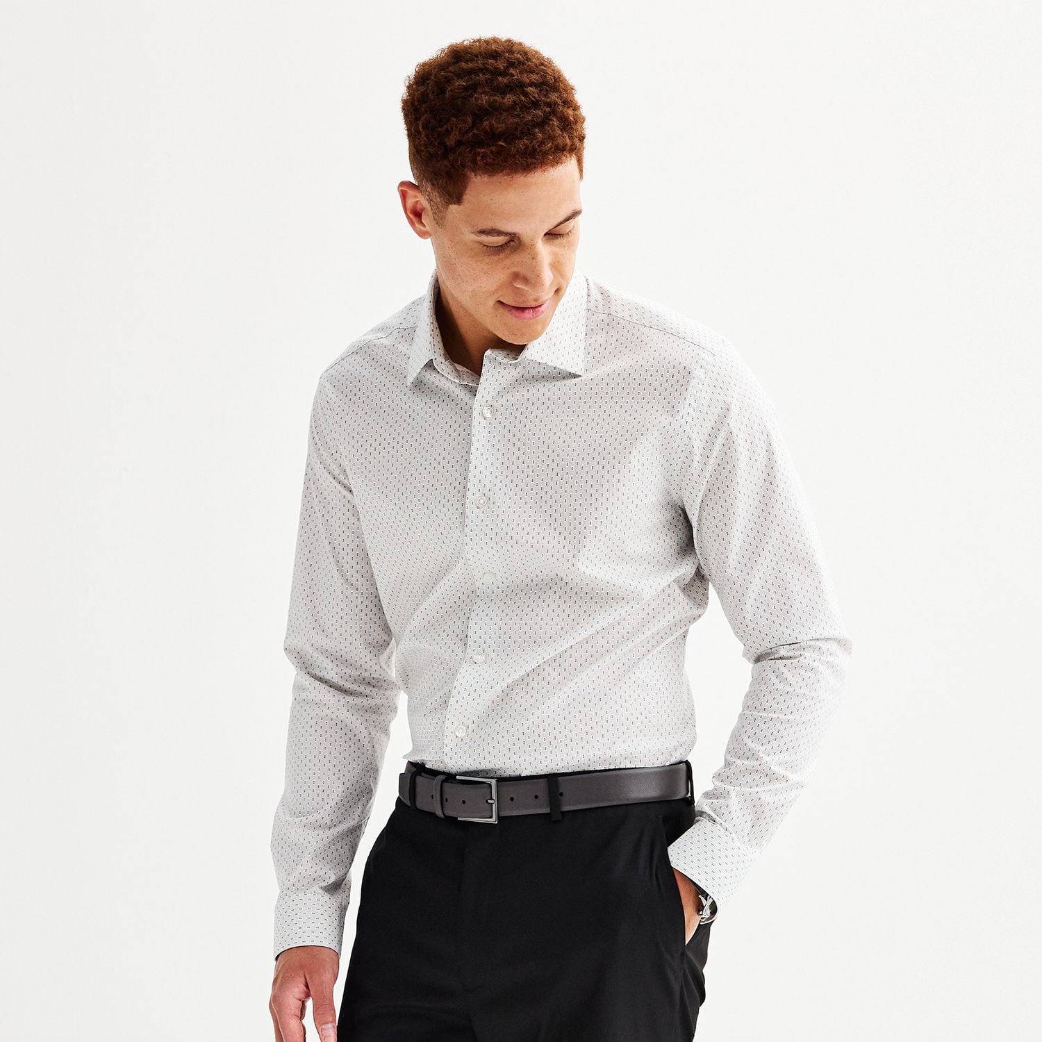 apt 9 white dress shirt Men APT. 9 Premier Flex Dress Shirt Long Sleeve. Wrinkle Resistant. Slim Fit